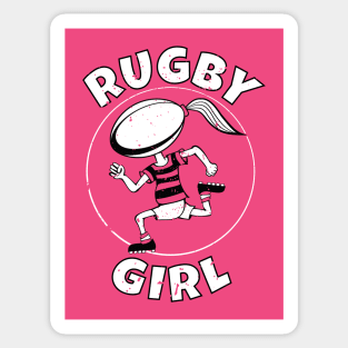 Rugby Girl Cartoon Sticker